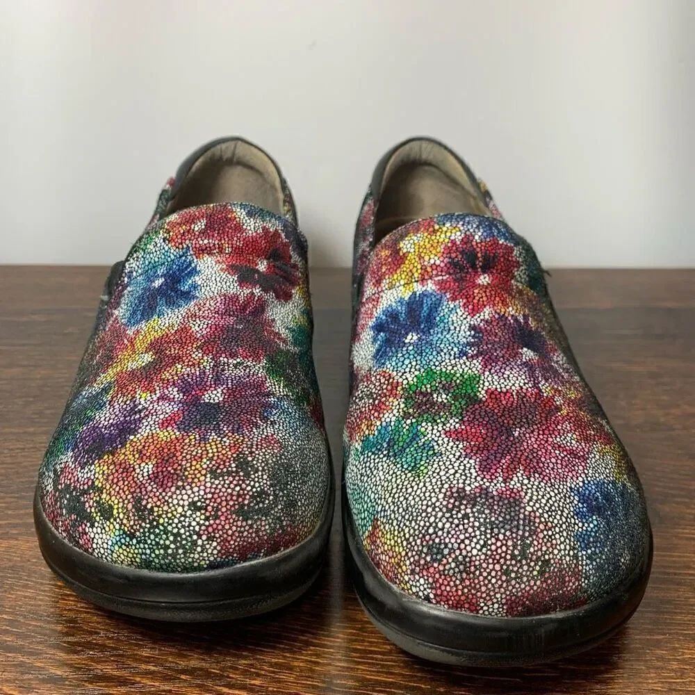 Alegria By PG Lite Women's Slip On Bloomies Flowers Clogs Multicolor Size 38
